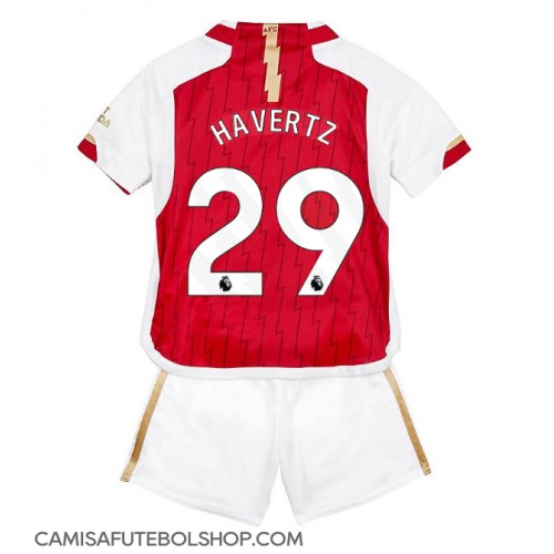 Camisa de time de futebol Arsenal Kai Havertz #29 Replicas 1º Equipamento Infantil 2023-24 Manga Curta (+ Calças curtas)